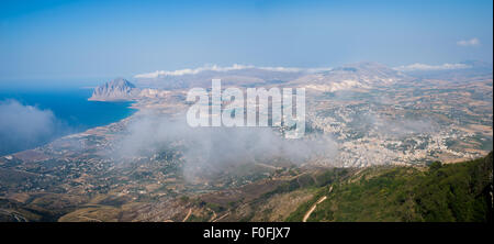 Golf von Bonagia und Monte Cofano Natur behalten an der Küste der Provinz von Trapani. Panorama-Landschaft von Erice, Sizilien. Stockfoto