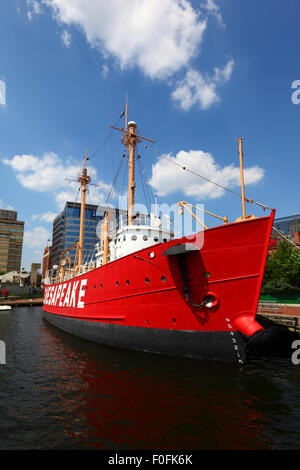 Feuerschiff Chesapeake, Innenhafen, Baltimore, Maryland. USA Stockfoto