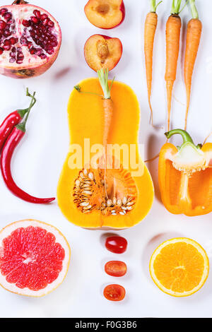 Satz von rot, orange und gelb Gemüse Stockfoto