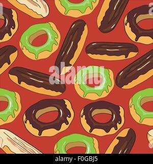 nahtlose Hintergrund mit Eclairs und donuts Stock Vektor