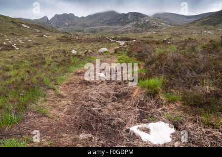 Die Spitze der Norden Glen Sannox blickt Coire Nan Ceum und Caisteal Abhail auf der Isle of Arran, Schottland Stockfoto