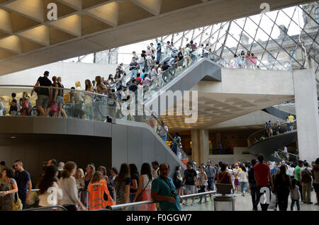 Rolltreppen im Louvre in Paris Stockfoto