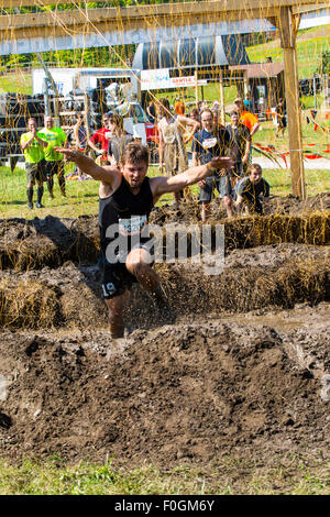 Toronto, Kanada. 15. August 2015. Tough-Mudder Hindernis-Parcours 15. August 2015 Toronto Ontario. Elektroschock-Therapie Credit: Leistung Bild/Alamy Live-Nachrichten Stockfoto