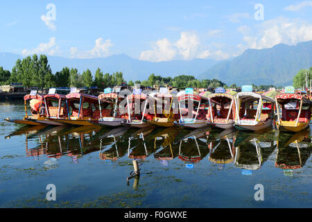 Dal-See und Shikara Boote bei Kaschmir-Landschaft in Srinagar, Jammu und Kaschmir Indien Stockfoto