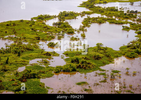 Amazonas Aue in Flut in der Nähe von Iquitos Antenne Stockfoto