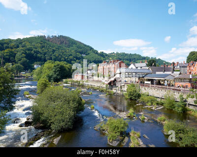 Llangollen Bahnhof oder Bahnhof mit River Dee Denbighshire Dee Valley Wales Großbritannien Stockfoto