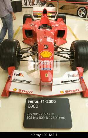 Ferrari-Museum (Museo Ferrari) in Maranello, Italien. Ferrari F1 - 2000. Stockfoto