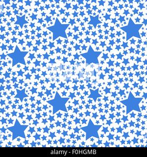 Blaue Sterne auf weißem, nahtlose Muster Stock Vektor