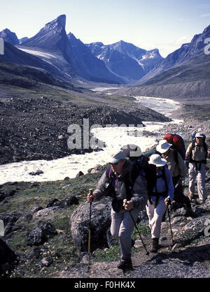 Rucksack auf Baffin Island Stockfoto