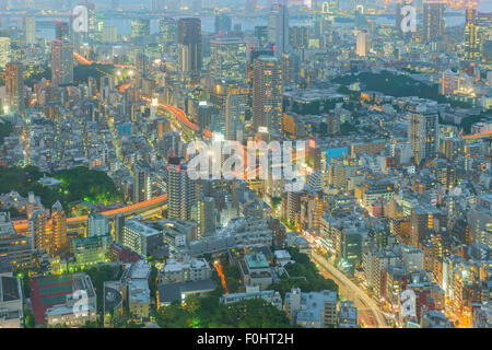 Tokyo, Japan Stadtbild und Autobahnen Stockfoto