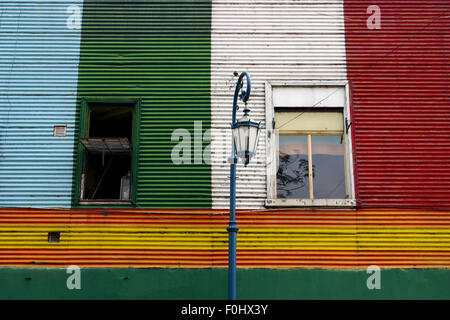 Detail der bunten Caminito-Architektur im Stadtteil La Boca in Buenos Aires, Argentinien Stockfoto
