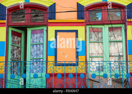 Detail der bunten Caminito-Architektur im Stadtteil La Boca in Buenos Aires, Argentinien Stockfoto