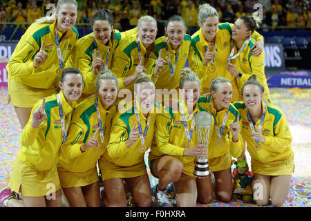 Sydney, Australien. 16. August 2015. Australien gewann die Netball Weltmeisterschaft wieder nach einem knappen Sieg gegen Neuseeland Stockfoto