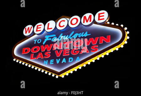 Herzlich Willkommen Sie auf fabelhafte Downtown Las Vegas Nevada Zeichen Stockfoto