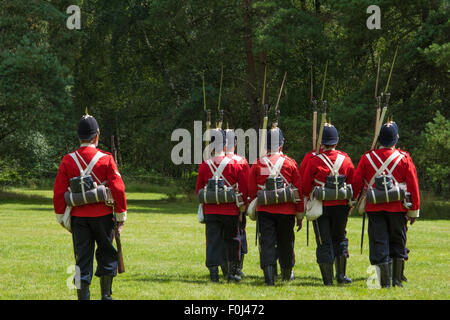 1715 Queens regiment englischen Soldaten aus der jakobitischen Zeit setzen auf einem Display in Cannock Chase Visitor Centre UK Stockfoto