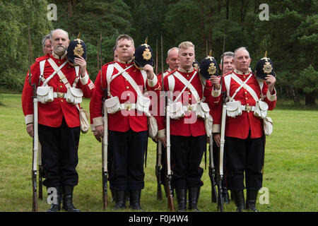 1715 Queens regiment englischen Soldaten aus der jakobitischen Zeit setzen auf einem Display in Cannock Chase Visitor Centre UK Stockfoto