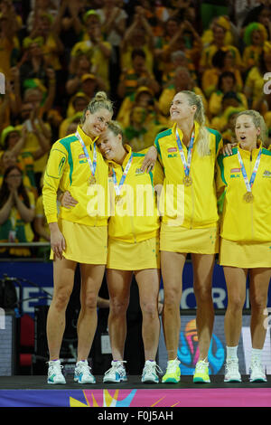 Sydney, Australien. 16. August 2015. Australien gewann die Netball Weltmeisterschaft wieder nach einem knappen Sieg gegen Neuseeland Stockfoto