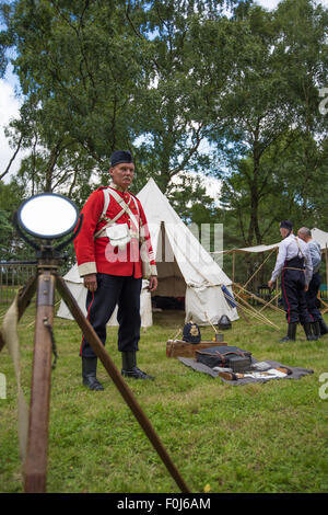 1715 Queens regiment englischen Soldaten aus der jakobitischen Zeit setzen auf einem Display in Cannock Chase Visitor Centre UK Stockfoto