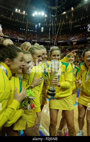 Sydney, Australien. 16. August 2015. Australien gewann die Netball Weltmeisterschaft wieder nach einem knappen Sieg gegen Neuseeland Stockfoto