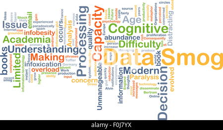 Hintergrund-Konzept Wordcloud Illustration des Daten-smog Stockfoto