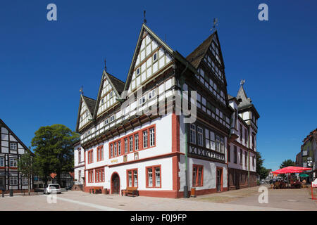 Rathaus Auf Dem Marktplatz von Blomberg, Weserbergland, Naturpark Teutoburger Wald / Eggegebirge, Nordrhein-Westfalen Stockfoto