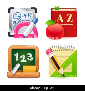 Reihe von Schule Equipment Icons Stock Vektor