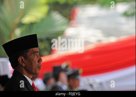 Jakarta, Indonesien. 17. August 2015. Indonesischen Präsidenten Joko Widodo besucht eine Feier zum 70. Jahrestag der Unabhängigkeit Indonesiens in Jakarta, Indonesien, 17. August 2015. Bildnachweis: Agung Kuncahya B./Xinhua/Alamy Live-Nachrichten Stockfoto