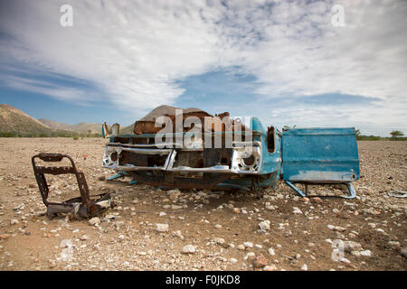 Oldtimer-Wracks in Solitaire Stadt, Sossusvlei im Namib-Wüste, Namibia, Afrika Stockfoto