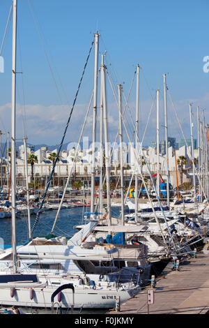 Barcelona, Katalonien, Spanien, Segelboote am Port Olimpic marina Stockfoto