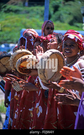 Dorfbewohner in Mamoudzou, Grande-Terre, Mayotte Island, indischen Ozean feiert ihre Rückkehr aus dem Hadsch-Mekka Stockfoto