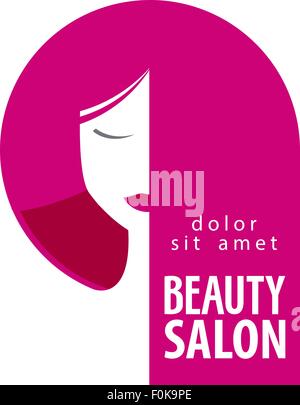 Beauty-Salon-Vektor-Logo-Design-Vorlage. Mädchen, Frau oder Haare, Barbershop-Symbol Stock Vektor