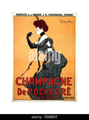 Champagner de Rochecre Vintage Art-deco-Plakat von Leonetto Cappiello Stockfoto