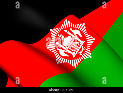 Königreich von Afghanistan 3D Flagge (1928). Hautnah. Stockfoto