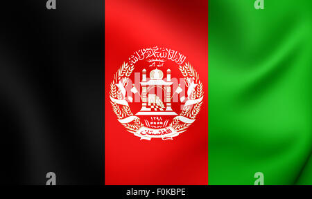 3D Flagge der Afghanistan. Hautnah. Stockfoto