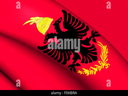 Albanische Armee 3D Flagge. Hautnah. Stockfoto