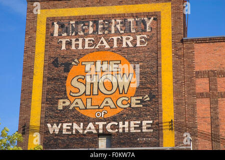 Liberty Theatre gemalte Zeichen, Wenatchee, Washington Stockfoto