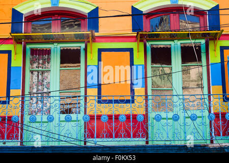 Caminito Straße bunte Häuser und Architektur in La Boca Town Nachbarschaft, Buenos Aires, Argentinien Stockfoto