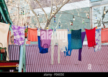 Caminito Straße bunte Häuser und Architektur in La Boca Town Nachbarschaft, Buenos Aires, Argentinien Stockfoto