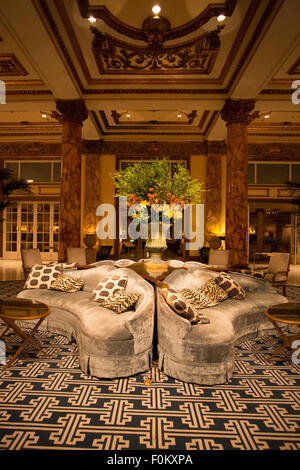 Detail der Innenraum Fairmont Hotel in San Francisco bei Nacht 2012 Stockfoto