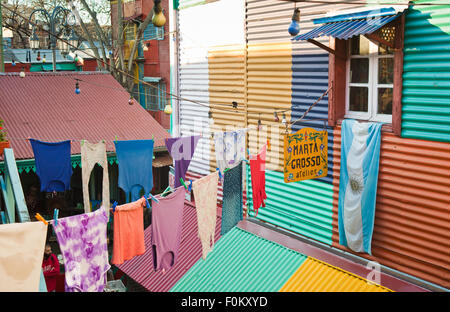 Caminito Straße bunte Häuser und Architektur in La Boca Town Nachbarschaft, Buenos Aires, Argentinien Stockfoto