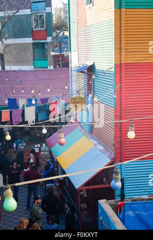 Caminito Straße bunte Häuser und Architektur in La Boca Town Nachbarschaft, Buenos Aires, Argentinien Stockfoto