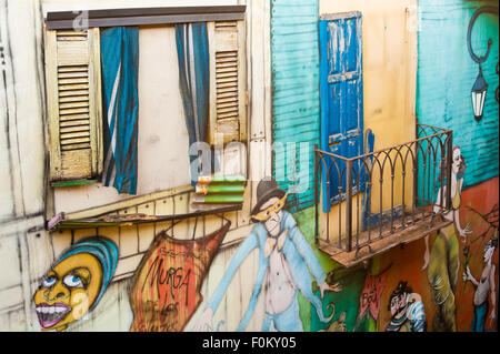 Caminito Straße bunte Häuser und Architektur in La Boca Town Nachbarschaft, Buenos Aires, Argentinien Stockfoto