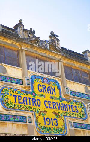 Art-Deco-Fassade des Cervantes Theater, Tanger, Marokko, Nordafrika Stockfoto