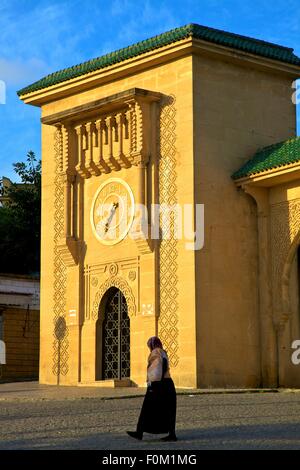 Uhrturm in Grand Socco, Tanger, Marokko, Nordafrika Stockfoto