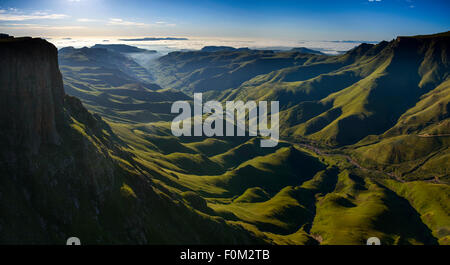 Blick vom Sani Pass zum Drakensberg Palette, Afrika Stockfoto
