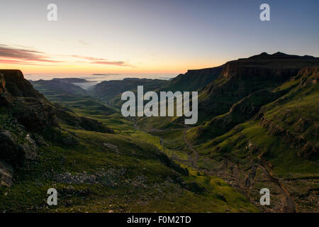 Blick vom Sani Pass zum Drakensberg Palette, Afrika Stockfoto