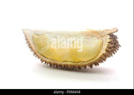Durian frische gelbe Frucht isoliert auf weißem Hintergrund Stockfoto