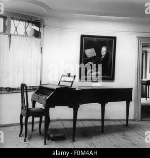 Mozart, Wolfgang Amadeus, 27.1.176 - 5.12.1701, österreichischer Komponist, Gartenhaus (auch Zauberflötenhaus genannt), Salzburg, Österreich, Innenansicht, Stockfoto