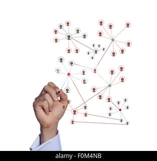 Business-Mann Zeichnung soziale Netzwerk Stockfoto