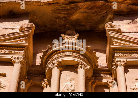 Detail des al-Khaznah oder das Finanzministerium, Petra, Jordanien. Stockfoto